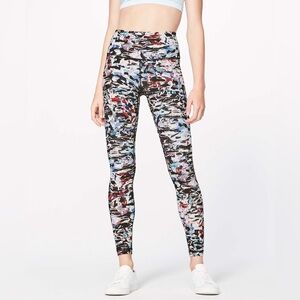 Lululemon wunder under hi-rise tights size 8 culture clash multi black